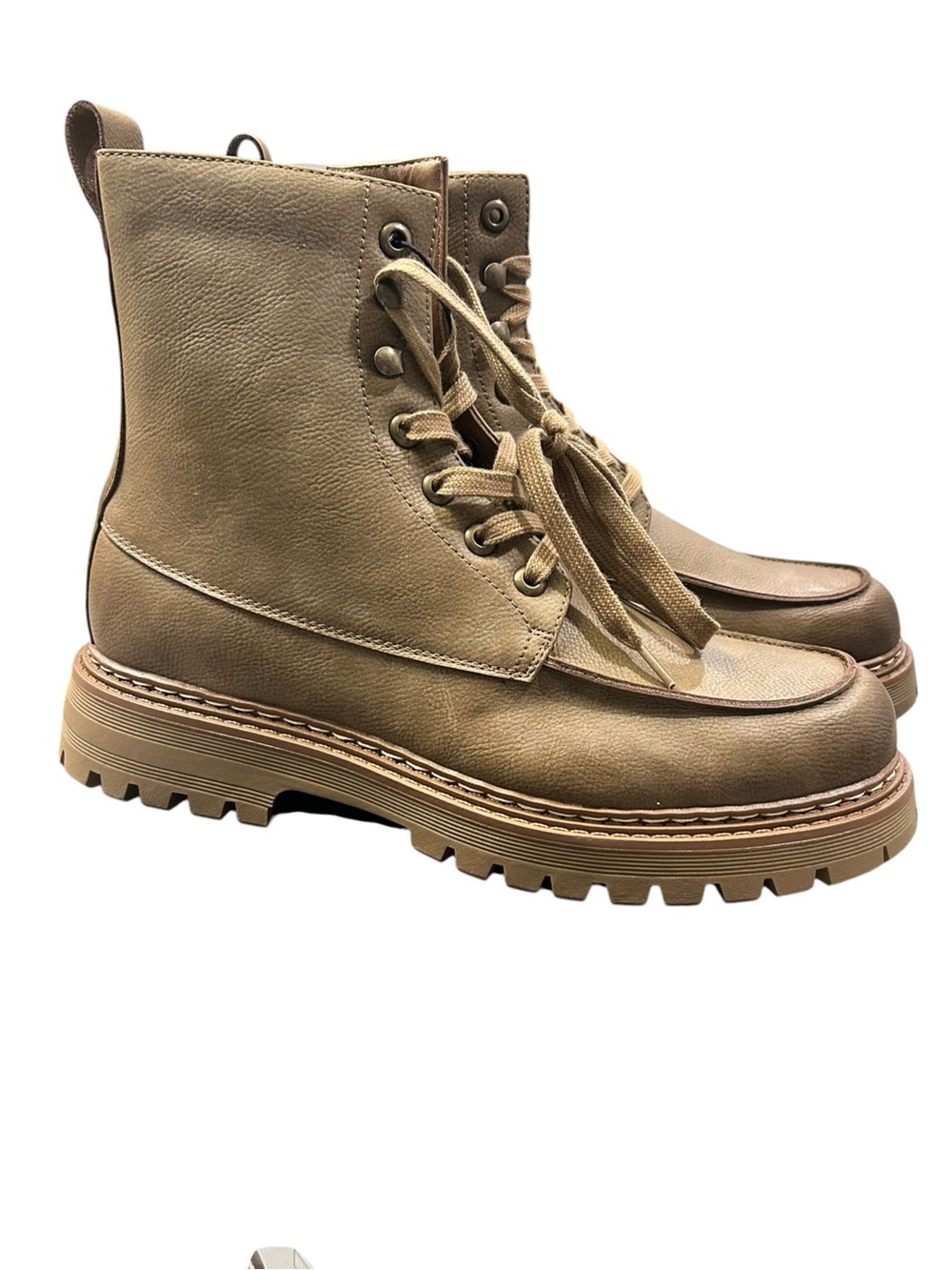 NEW Madden NYC McCoyy Men's Lace-Up Zip Side Combat Boots 12 Casual Faux Leather